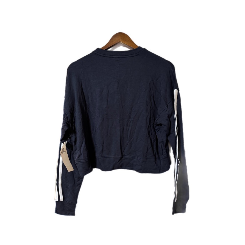 Mono B Cropped Sweatshirt Womens Small Navy Blue New Side Stripe KT11863
